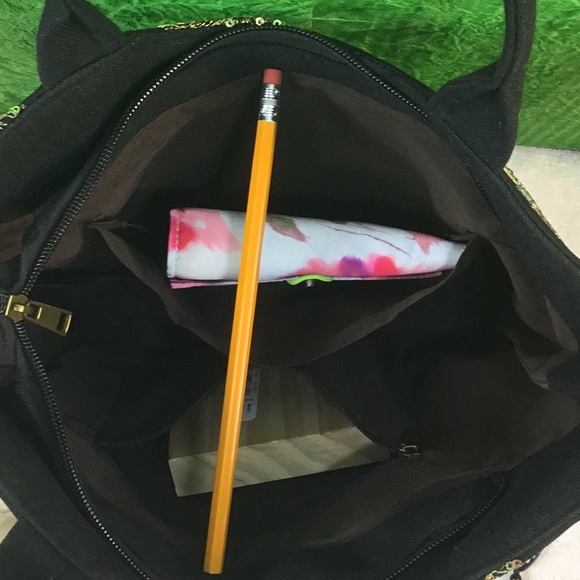 Hand Designed Red & Black Bag w/Peacock Embellishment - Picture 3 of 13